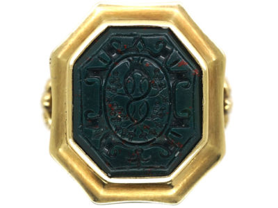 19th Century Signet Ring set with a Bloodstone Intaglio with Grapes