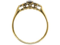 Art Deco 18ct Gold & Platinum, Sapphire & Diamond Step Cut Ring