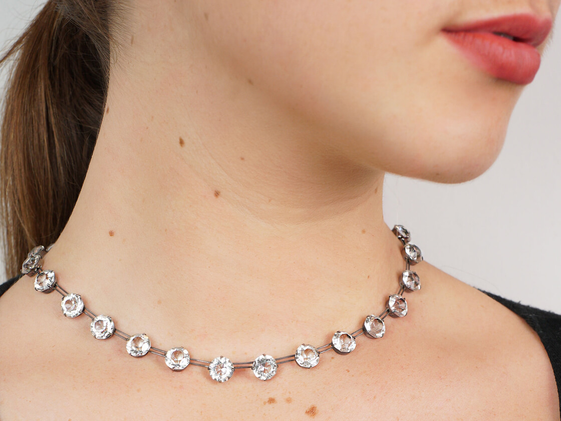 Art Deco Silver & Paste Necklace (208K) The Antique Jewellery Company