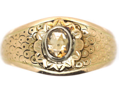 Victorian 18ct Gold Rose Diamond & Old Mine Cut Diamond Cluster Ring ...