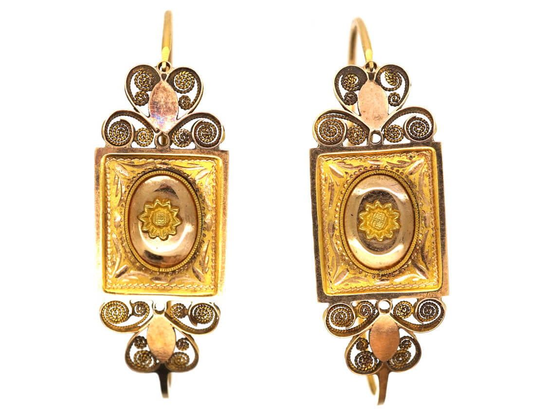 Georgian 18ct Gold Poissarde Earrings (598L) | The Antique Jewellery ...