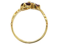 Edwardian 18ct Gold & Almandine Garnet Irish Clover Ring