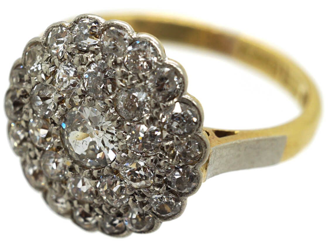 Late Edwardian 18ct Gold & Platinum, Diamond Triple Row Pave Set ...