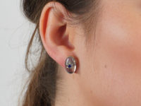 Edwardian Cabochon Moonstone , Sapphire & Rose Diamond Earrings