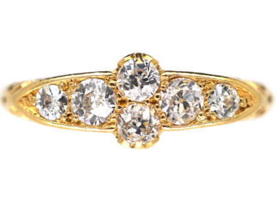 Edwardian 18ct Gold Diamond Carved Half Hoop Ring