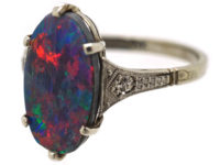 Art Deco Opal Doublet & Diamond Ring