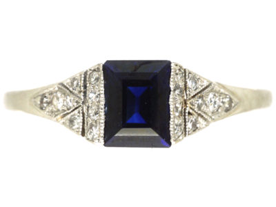 Art Deco Platinum, Sapphire & Diamond Ring