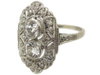 Art Deco Platinum & Diamond Octagonal Shaped Ring