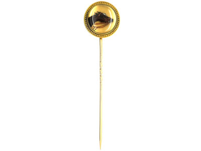Victorian 18ct Gold Reverse Intaglio Rock Crystal Tie Pin of a Race Horse's Head