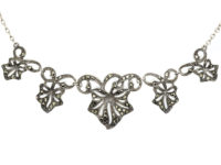 Art Deco Silver & Marcasite Ivy Leaf Necklace