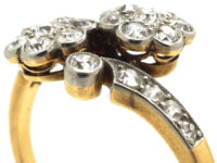 Edwardian 18ct Gold & Platinum Double Cluster Ring