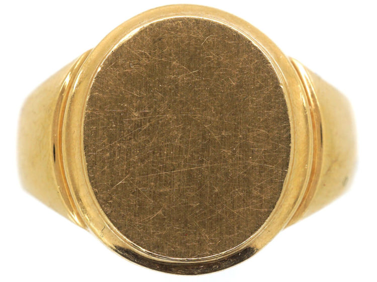 French Early 20th Century 18ct Gold Plain Signet Ring