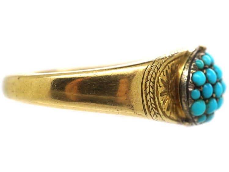 Victorian 18ct Gold Turquoise Cluster Opening Ring