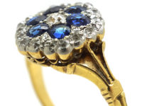 Edwardian 18ct Gold, Diamond & Sapphire Hexagonal Cluster Ring