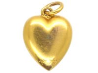 Edwardian 15ct Gold Heart Pendant set with a Ruby & Rose Diamonds