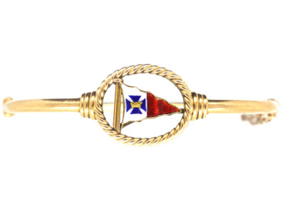 Edwardian 15ct Gold Bangle with Naval Flag Motif