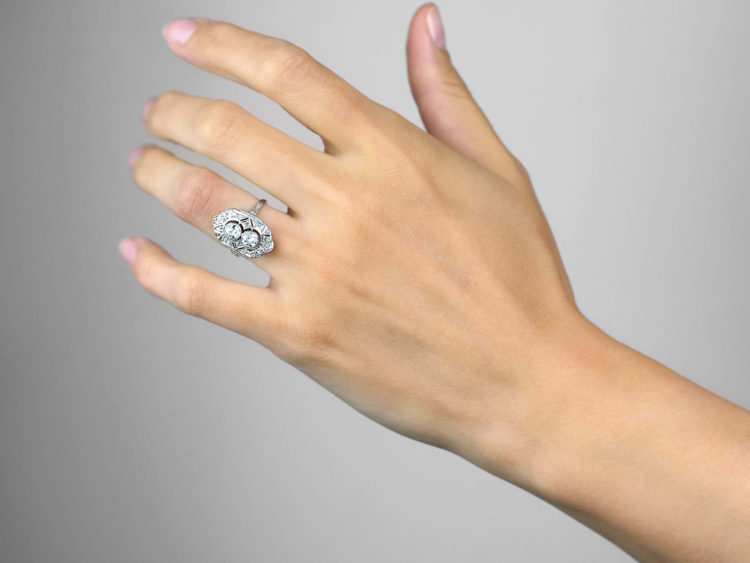 Art Deco Platinum & Diamond Octagonal Shaped Ring