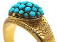 Victorian 18ct Gold Turquoise Cluster Opening Ring