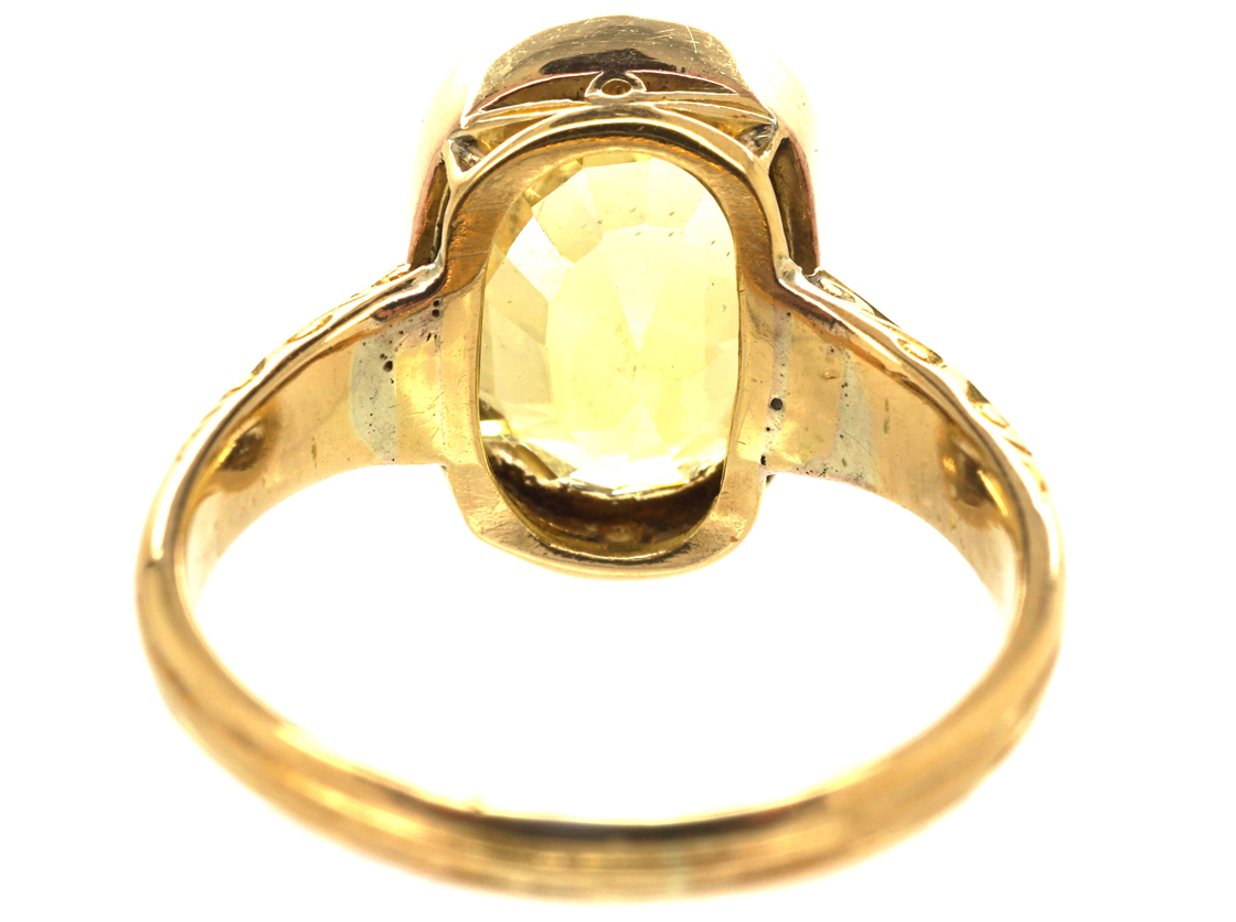 Art Deco 18ct Gold & Large Yellow Sapphire Ring (815M) | The Antique ...