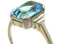 Art Deco 18ct White Gold Aquamarine Ring