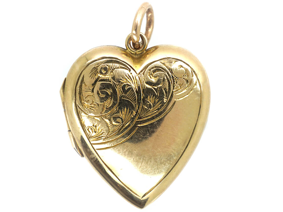 9ct Back & Front Heart Locket (778M) | The Antique Jewellery Company