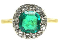 Victorian 18ct Gold Emerald & Diamond Ring