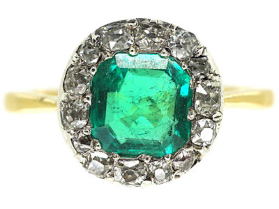 Victorian 18ct Gold Emerald & Diamond Ring