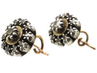 Georgian Round Silver & Gold Diamond Earrings