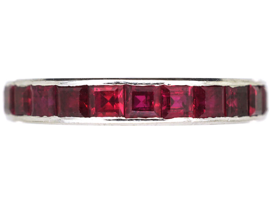 Retro 18ct White Gold & Ruby Eternity Ring (922M) | The Antique