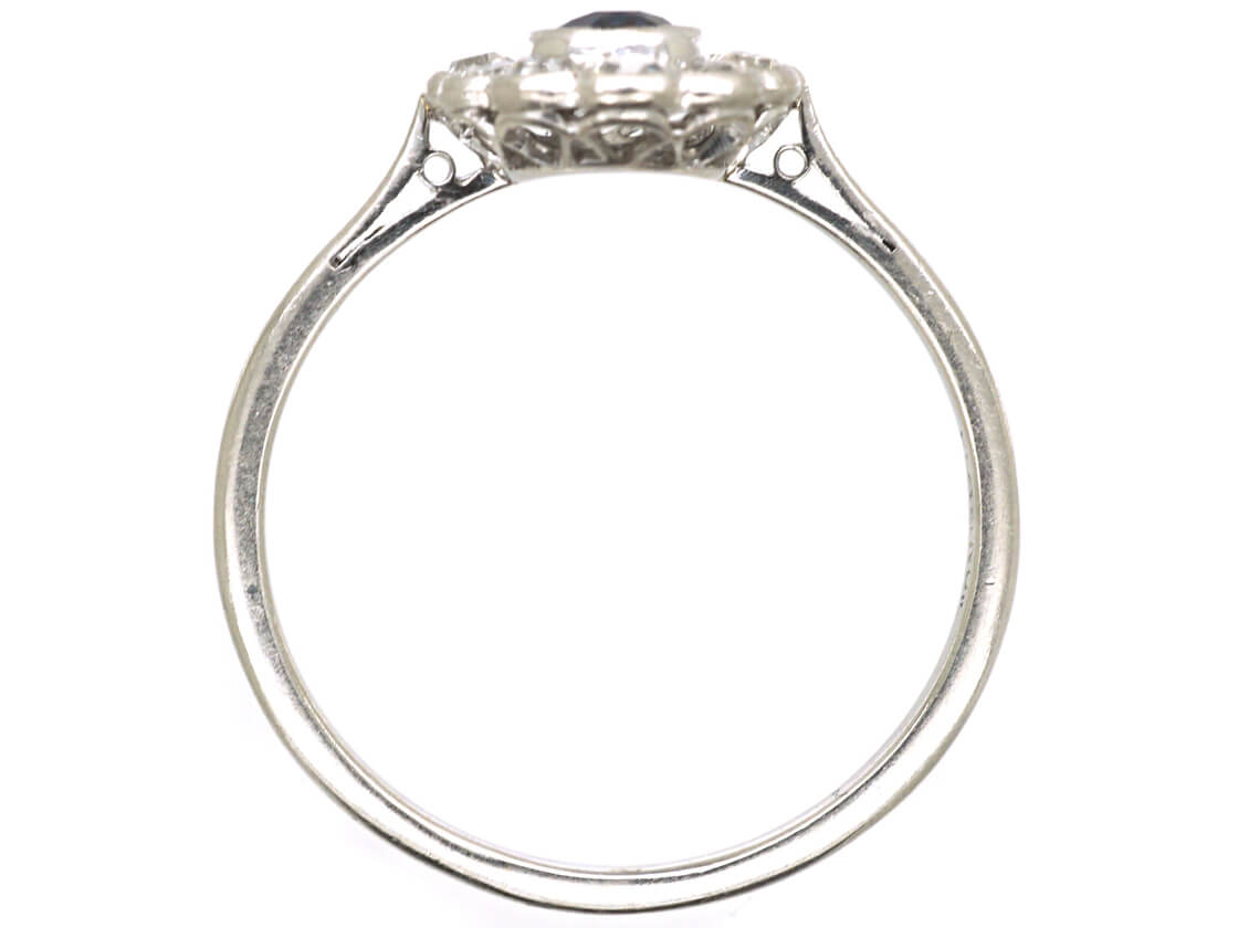 Edwardian Platinum, Sapphire & Diamond Oval Cluster Ring (289/O) | The ...
