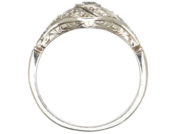 Art Deco Platinum & Diamond Twist Ring