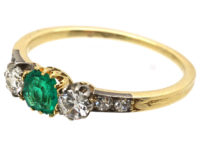 14ct Gold, Emerald & Diamond Ring