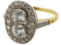 Art Deco 18ct Gold & Platinum Oval Diamond Ring