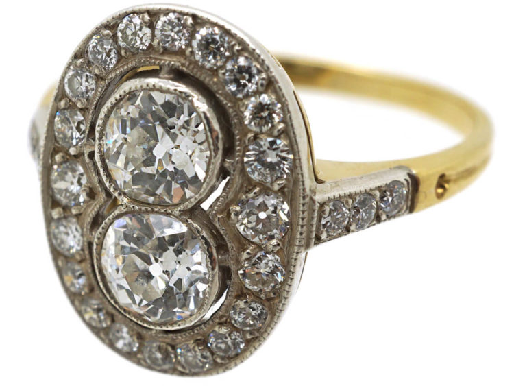Art Deco 18ct Gold & Platinum Oval Diamond Ring