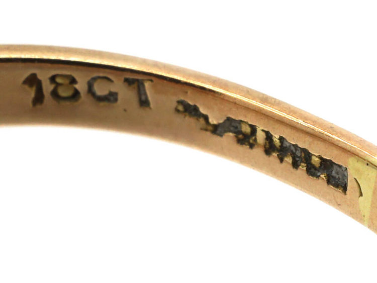 Art Deco 18ct Gold & Platinum, Diamond Solitaire Ring with Diamond Set Shoulders