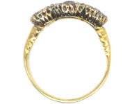 Edwardian 18ct Gold, Ruby & Diamond Triple Cluster Ring