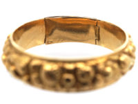 Georgian 18ct Gold Repoussé Band Ring with Hidden Locket Compartment