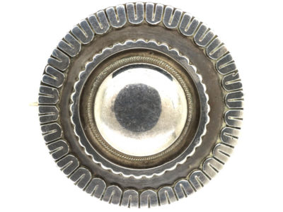 Victorian Round Silver Brooch with Locket Back