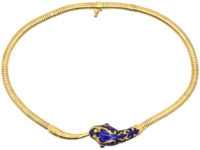 19th Century 14ct Gold & Blue Enamel Snake Necklace
