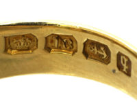 Victorian 18ct Gold, Green Garnet & Diamond Three Stone Gypsy Ring