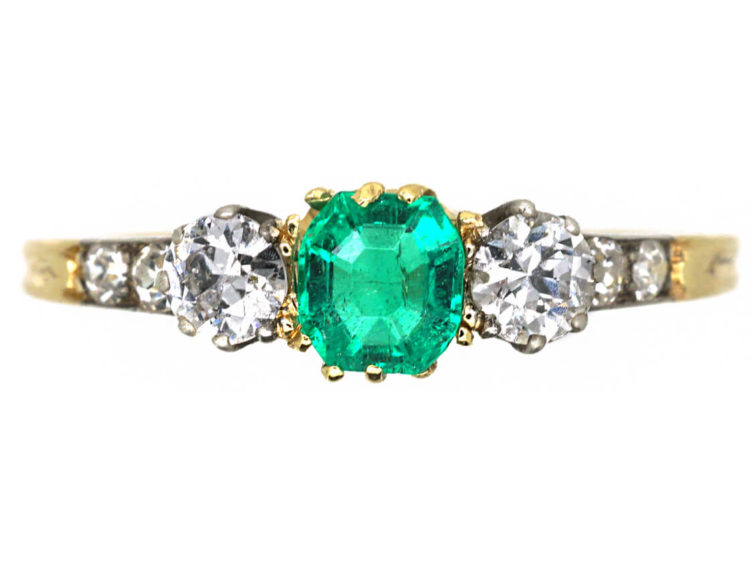 14ct Gold, Emerald & Diamond Ring
