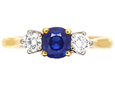 18ct Gold, Sapphire & Diamond Three Stone Ring