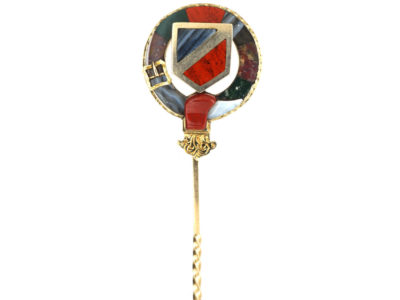 Scottish 15ct Gold, Bloodstone, Agate & Jasper Garter Tie Pin