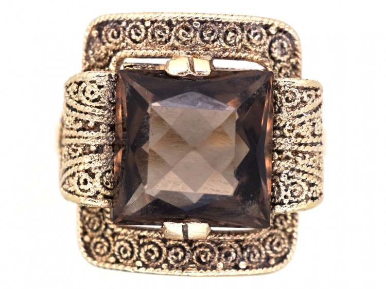 Theodor Farhner Silver Gilt ​& Smoky Quartz Ring