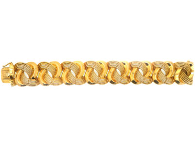 French 18ct Gold, Wide Double Curb Link Bracelet (70S) | The