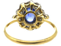Art Deco 18ct White & Yellow Gold, Sapphire & Diamond Oval Cluster Ring