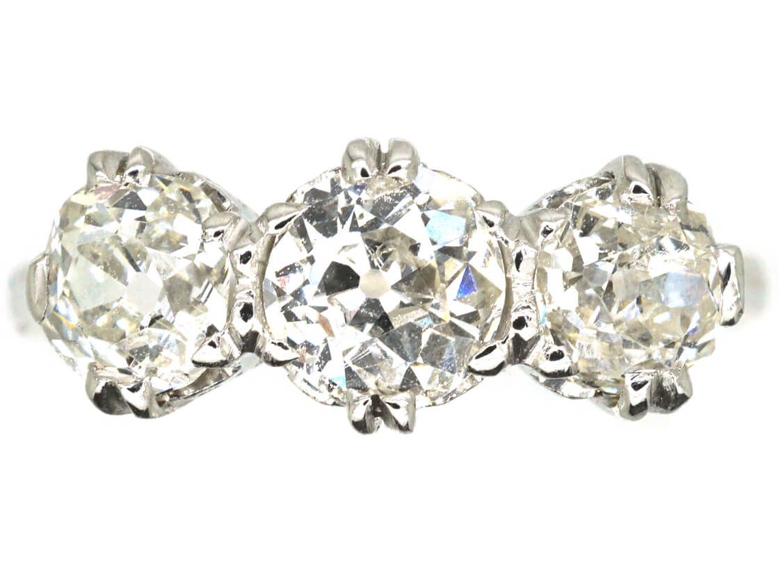 18ct Gold Three Stone Diamond Ring (958M) | The Antique Jewellery Company