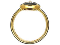 Victorian 18ct Gold, Diamond & Black Enamel Mourning Ring