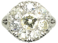 Art Deco 18ct White Gold Diamond Cluster Ring