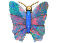 Edwardian 9ct Gold & Opal Doublet Butterfly Brooch